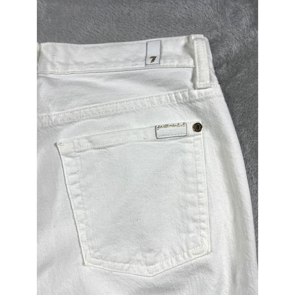 7 For All Mankind USA Made White Gold Denim Jeans 27 Mid Rise Fitted Straight - Picture 2 of 6